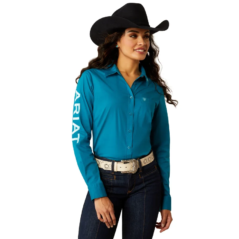 Ariat Ladies Team Kirby Ocean Depths Stretch Shirt 10054275-- Iron Safe Non-Iron Wrinkle Free