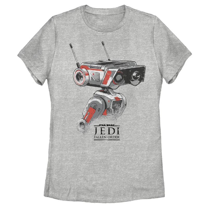 Women's Star Wars Jedi: Fallen Order BD-1 Grunge T-Shirt-- Collared Crew Neck Turtle Neck