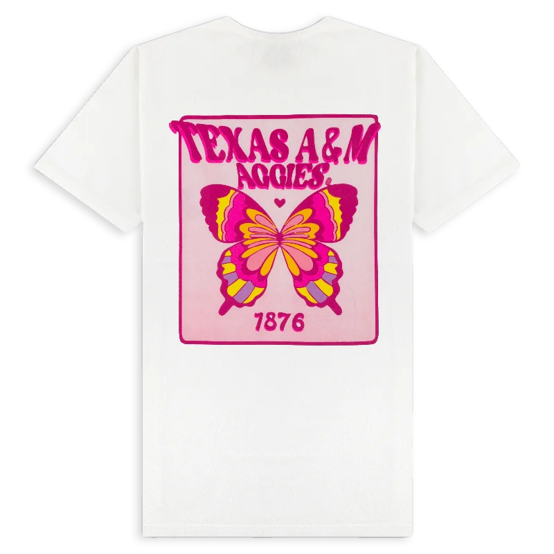 Texas A&M Aggies Butterfly Patch T-Shirt-- Fashionable Trendy Casual