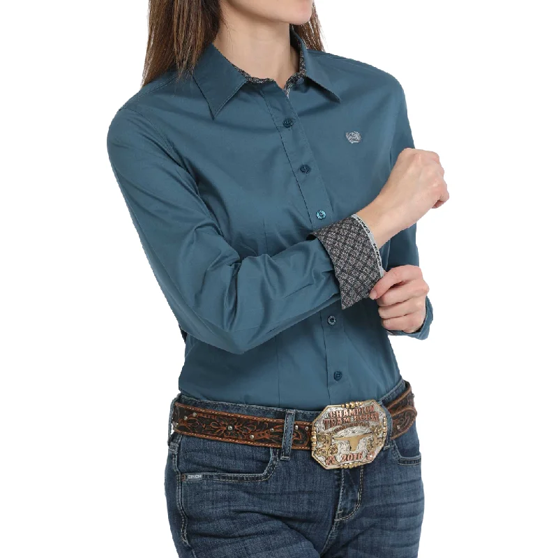 Cinch Ladies Solid Teal Button Down Western Shirt MSW9165060-- Rayon Fabric Velvet Fabric Corduroy Fabric