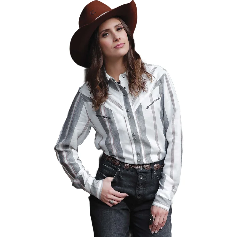 Cruel Ladies Striped Long Sleeve Cream Shirt CTW7466005-- Real Fur Shearling Chenille