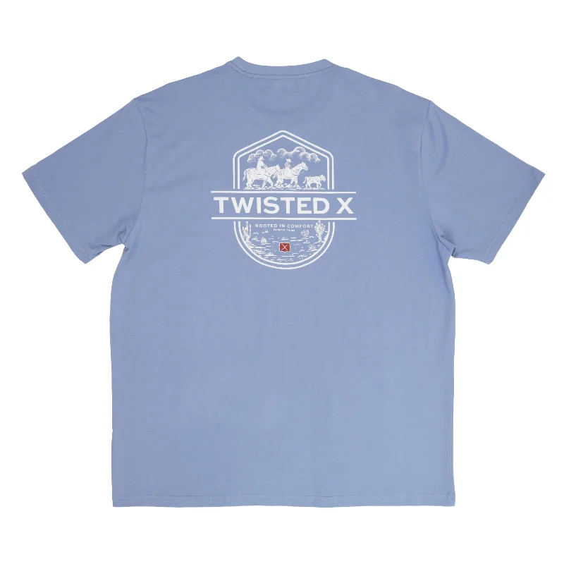 Twisted X Graphic Logo Slate Blue T-Shirt TSHIRT009-- Front Pockets Side Pockets Patch Pockets
