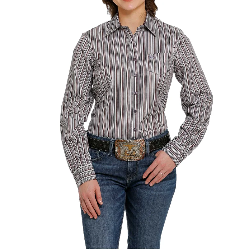 Cinch® Ladies Striped Tencel Button Down Shirt MSW9164193-- Iron Safe Non-Iron Wrinkle Free