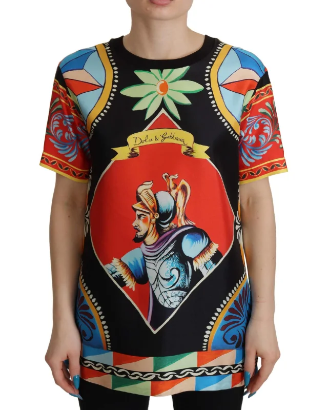 Dolce & Gabbana  Sicily Print Silk T-Shirt - Black-- Front Pockets Side Pockets Patch Pockets