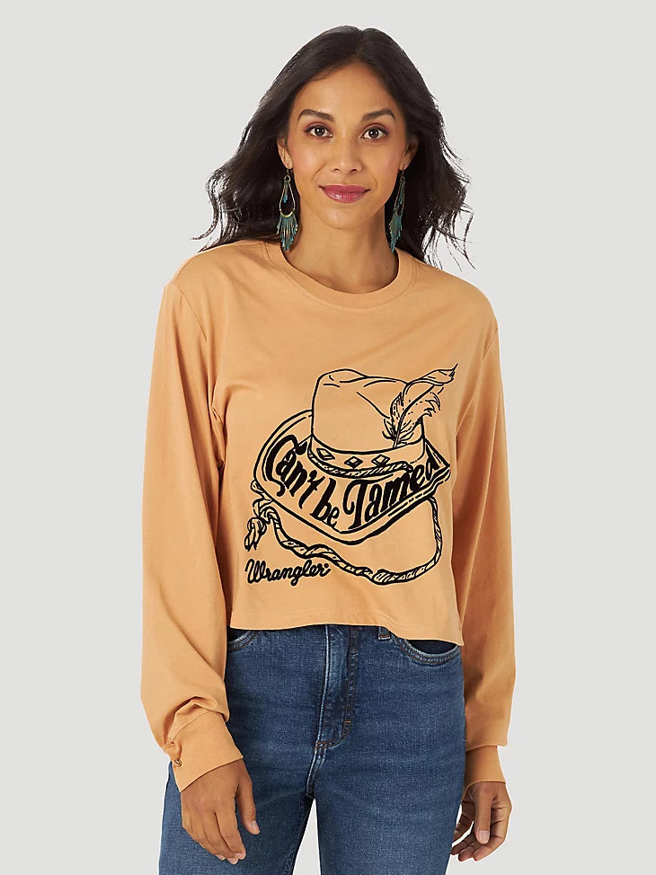 Wrangler Can't Be Tamed Long Sleeve T-Shirt-- Rayon Velvet Corduroy