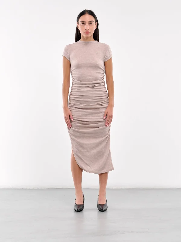 T-Shirt Dress (EV002YR004-IVORY)-- Satin Fabric Silk Fabric Chiffon Fabric
