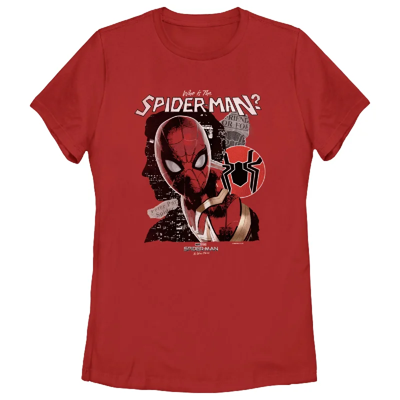 Women's Marvel Spider-Man: No Way Home Who is the Spider-Man T-Shirt-- Chenille Blend Fleece Blend Nylon Blend