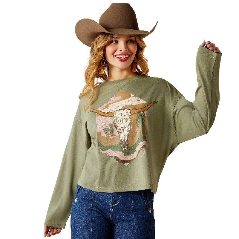 Ariat Ladies Wanderer Sea Spray Green Graphic T-Shirt 10053893-- Houndstooth Herringbone Solid