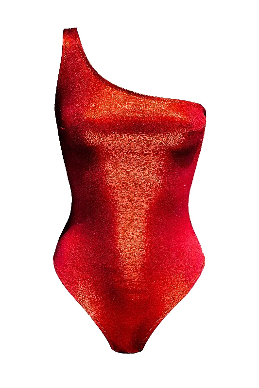 Amelia metallic red swimsuit Halter Neck Swimsuit