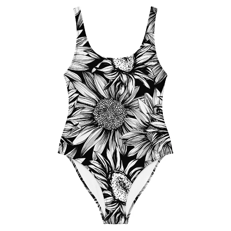Sunflowers One-Piece Swimsuit Halter Top Bikini