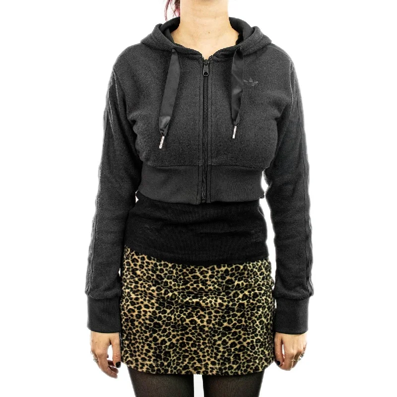 Adidas Short Full Zip Hoodie JN3006 - dunkelgrau Hoodie with Rhinestones Sparkly Elegant