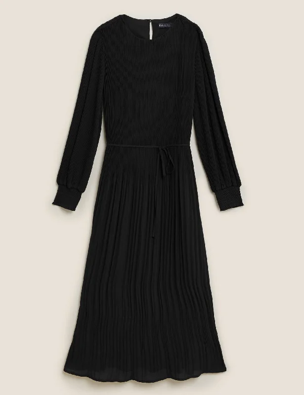 Plisse Belted Midaxi Waisted Dress Tunics Favorite customer