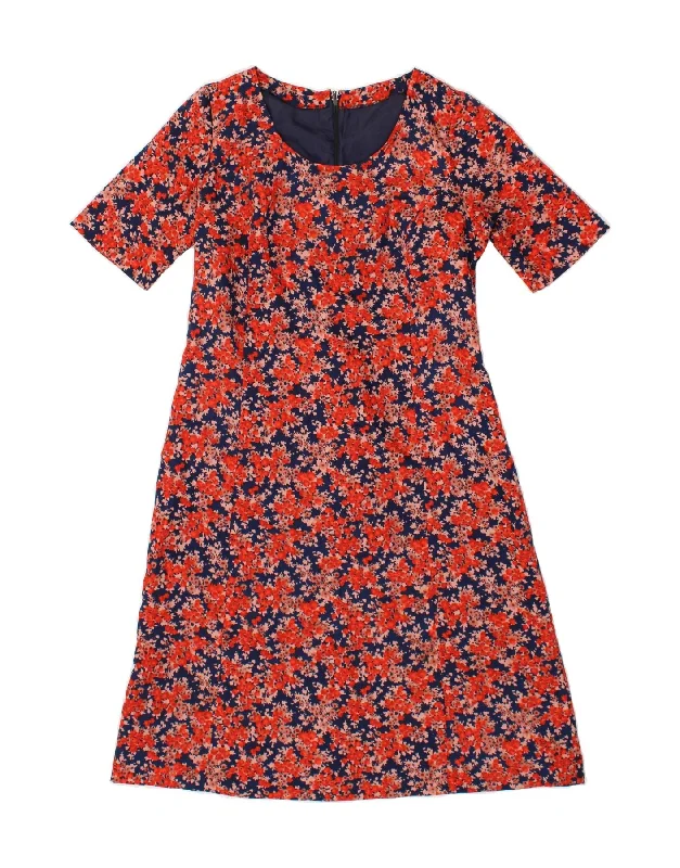 VINTAGE Womens A-Line Dress UK 12 Medium Red Floral Tunics Prom sequined