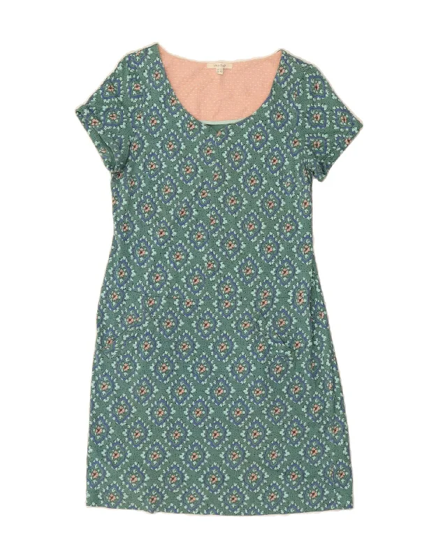 WHITE STUFF Womens Sheath Dress UK 12 Medium Green Floral Cotton Tunics Stylish elegant