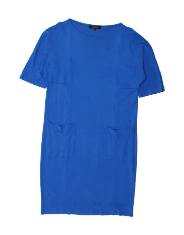 JAEGER Womens Jumper Dress UK 14 Medium Blue empire Waist empire