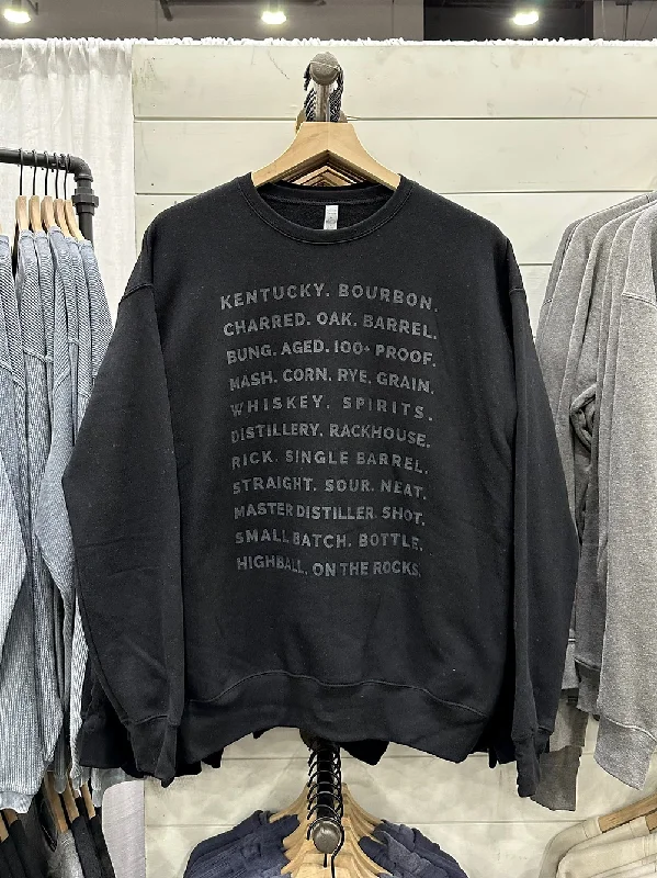 Bourbon Words Crewneck Sweatshirt Hoodie with Zipper Placket Modern Functional