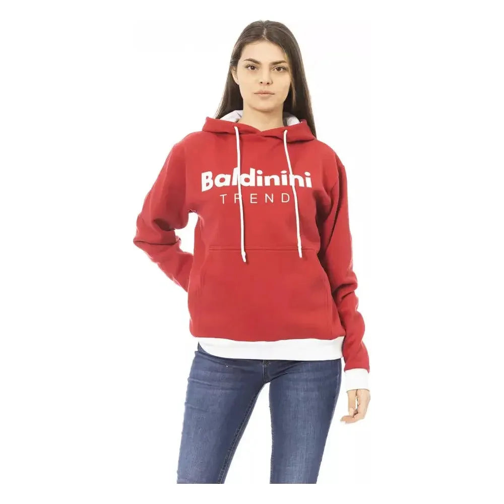 Baldinini Trend Red Cotton Women's Hoodie Hoodie with Patch Decorative Personalized