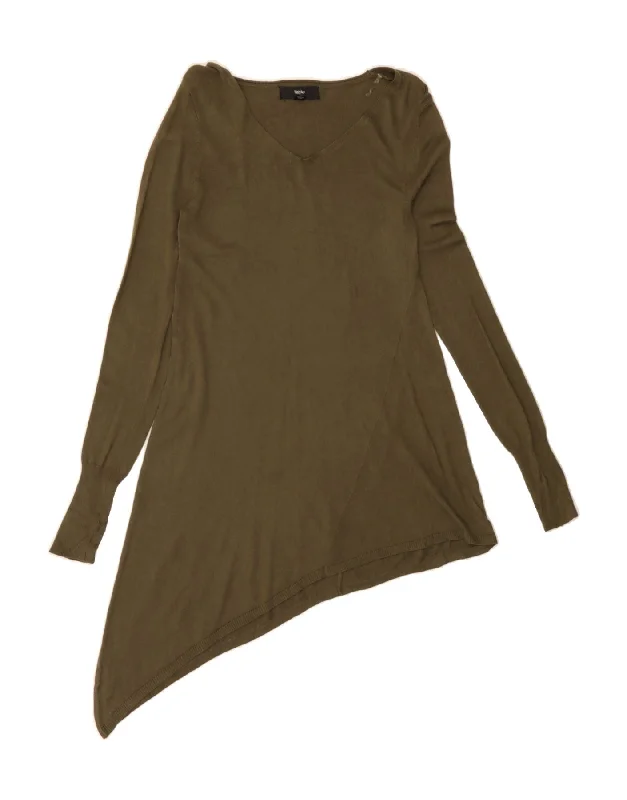 MOSSIMO Womens Asymmetric Jumper Dress UK 4 XS Green Nylon Crew Neckline Sporty