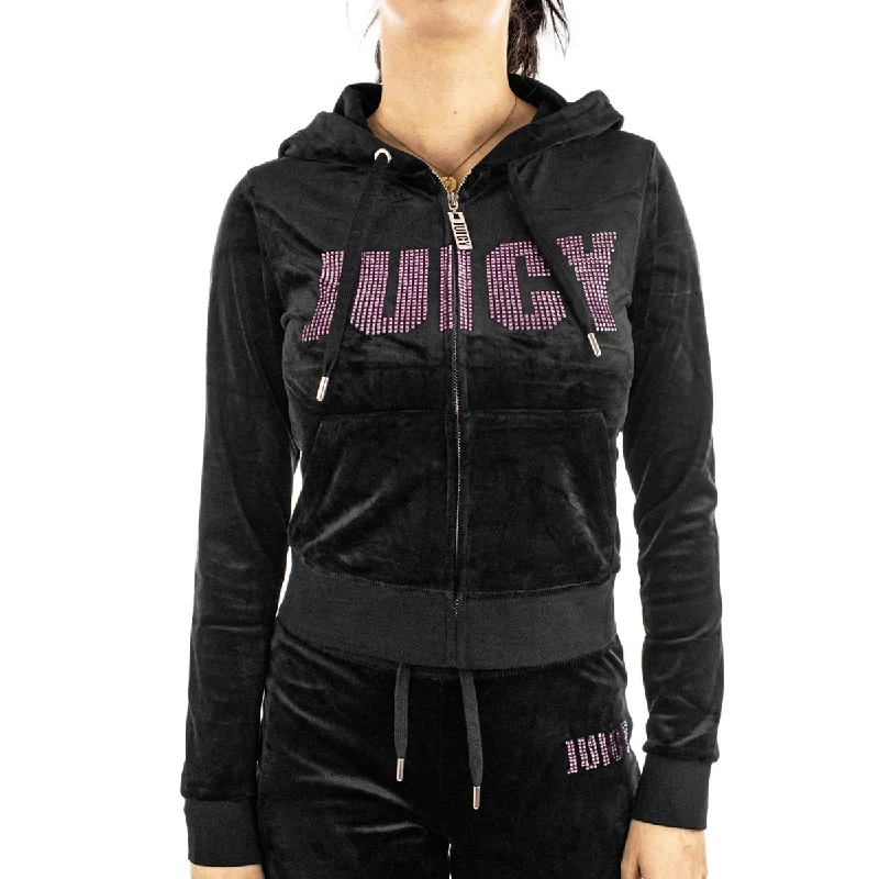 Juicy Couture Impact Evy Zip Hoodie JCBAS125861-101 - schwarz-rosa Hoodie with Illustration Artistic Creative
