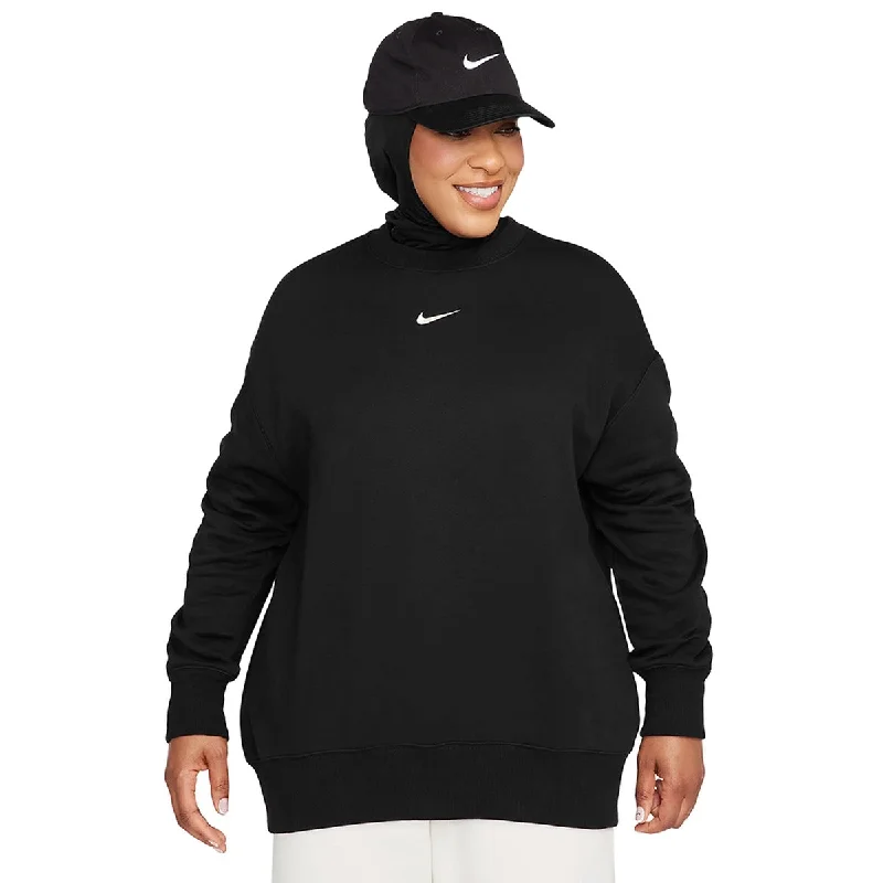 Nike Phoenix Fleece Oversize Crewneck Sweatshirt DQ5733-010 - schwarz Hoodie with Hem Ribbing Snug Secure