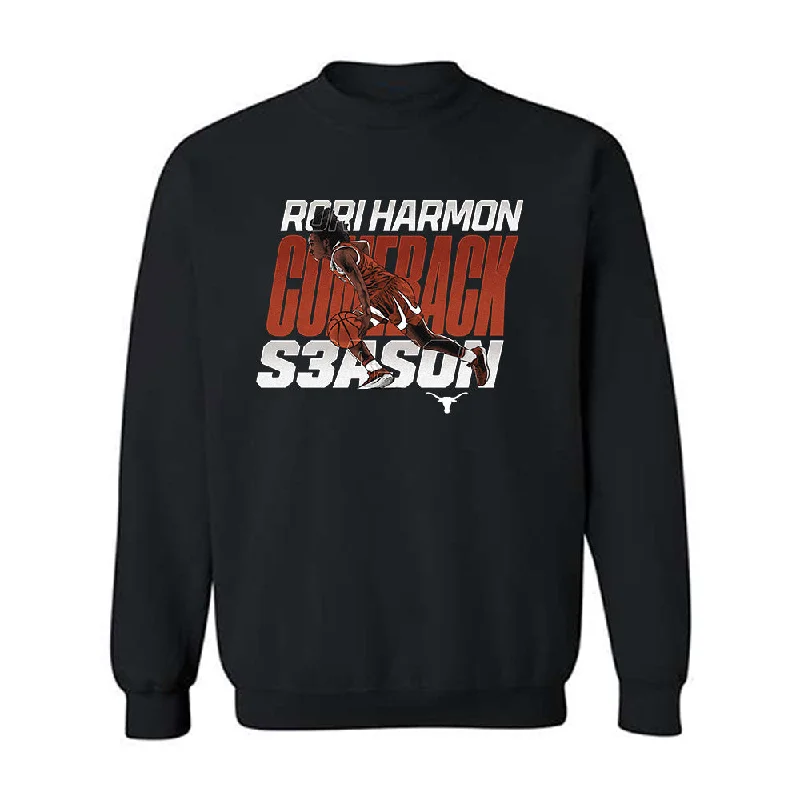 Texas - NCAA Women's Basketball : Rori Harmon - Caricature Crewneck Sweatshirt Hoodie with Ribbed Neckline Snug Warm
