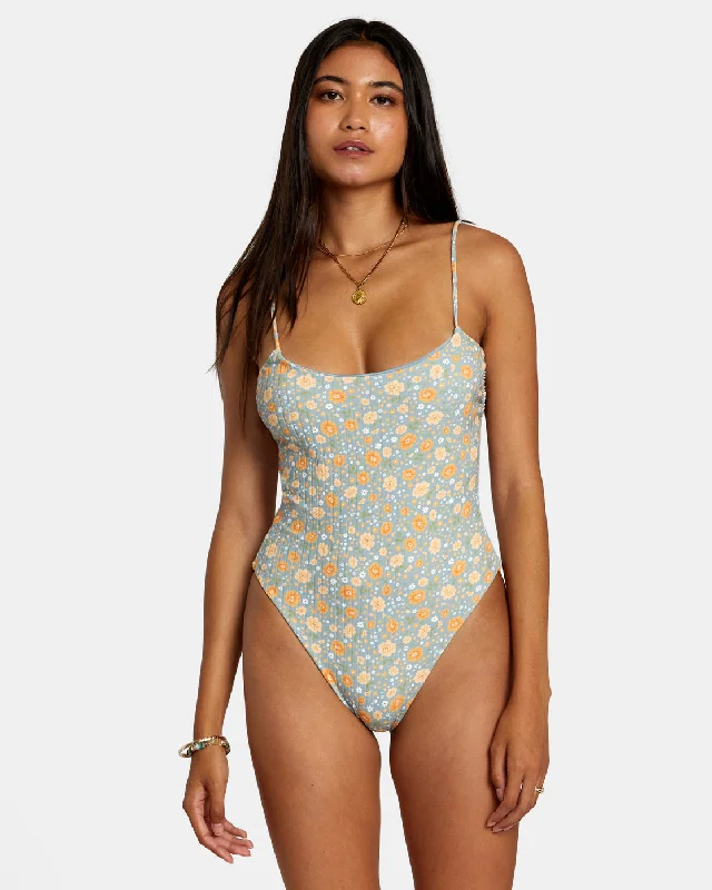 Mums Rib One-Piece Swimsuit - Shale Ruched Swimwear Set