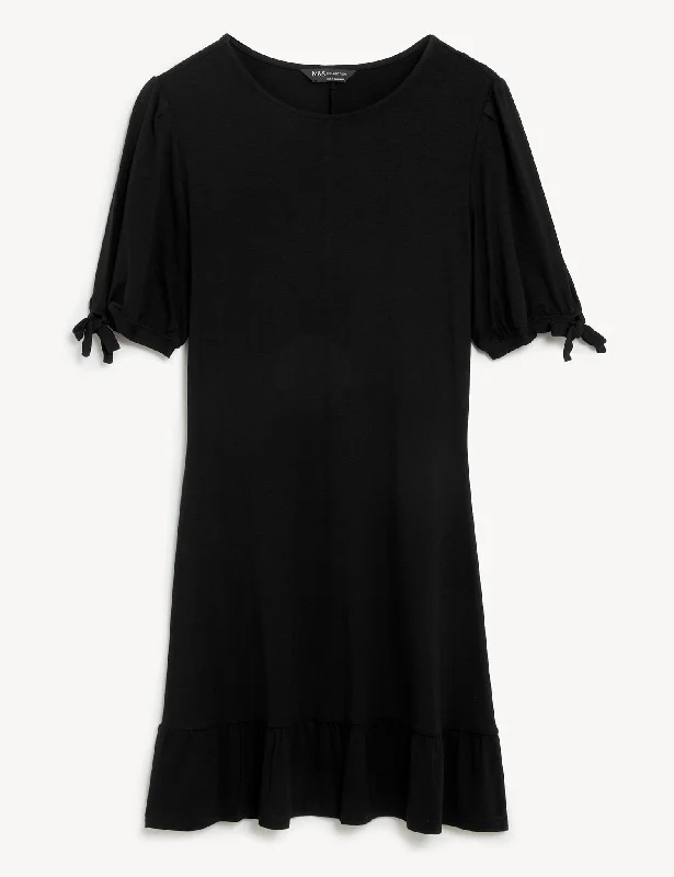 Jersey Round Neck Mini Skater Dress Tunics Velvet soft