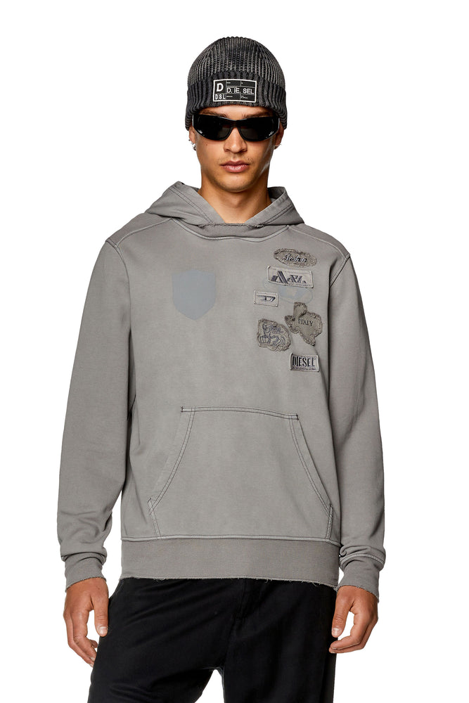 Oversized jersey and waffle-knit hoodie Hoodie with Full-Zip Functional Layering