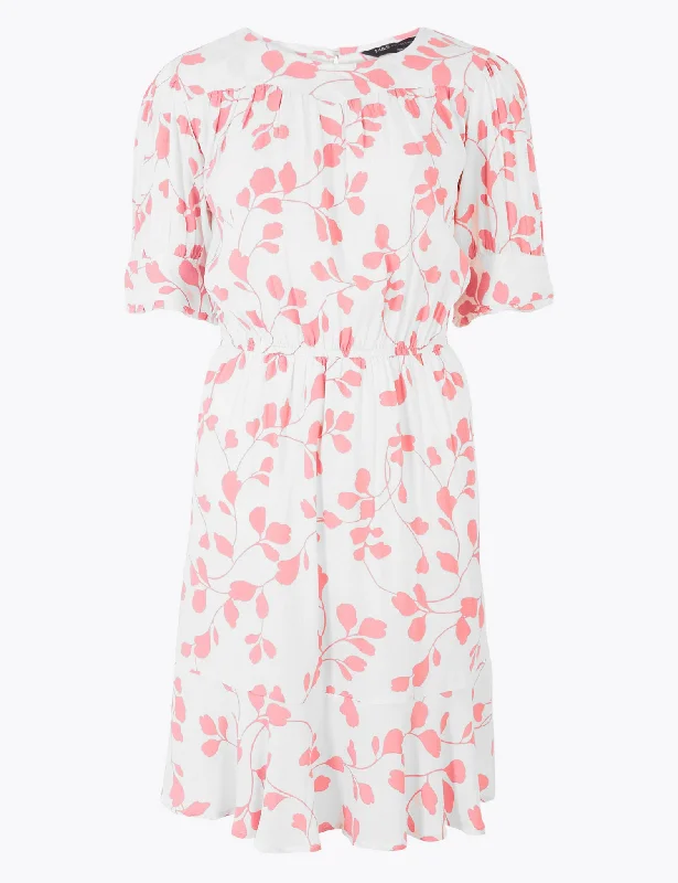 Floral Yoke Mini Waisted Dress Tunics Modern contemporary