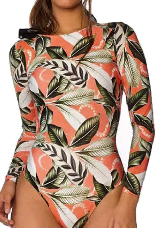 Women’s Jungle Palms Wetsuit-Style Swimsuit Soft Beachwear Set