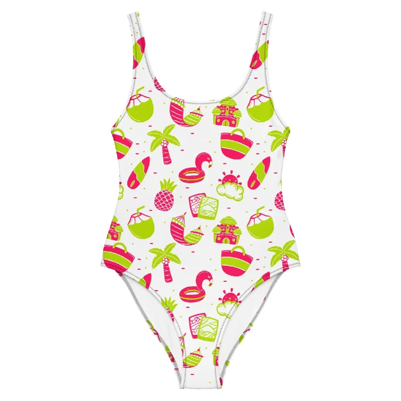 Summer Fun One-Piece Swimsuit Trendy Swimwear Set