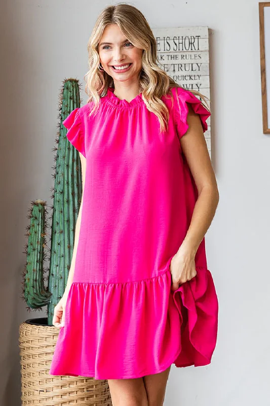 Fuchsia Tie Back Dress Tunics Winter warm