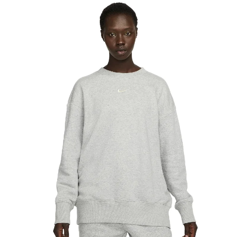 Nike Phoenix Fleece Oversize Crewneck Sweatshirt DQ5733-063 - hellgrau meliert Hoodie with Back Slit Movement Comfort