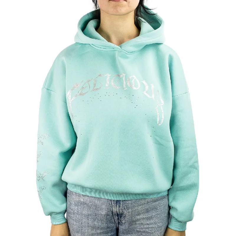 Felicious Regular Hoodie Rhinestones 61280023 - türkis-silber Hoodie with Cuffed Sleeves Snug Secure