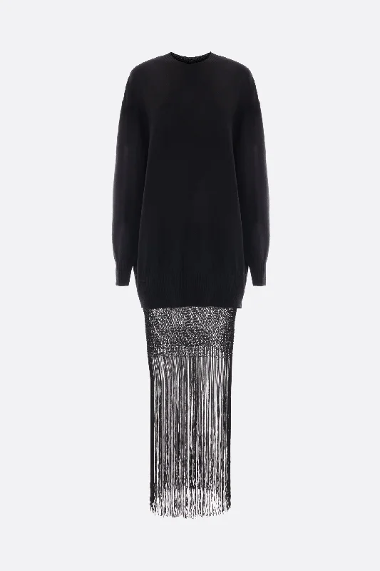 Monument knit and macramé long dress Tunics Sophisticated sleek