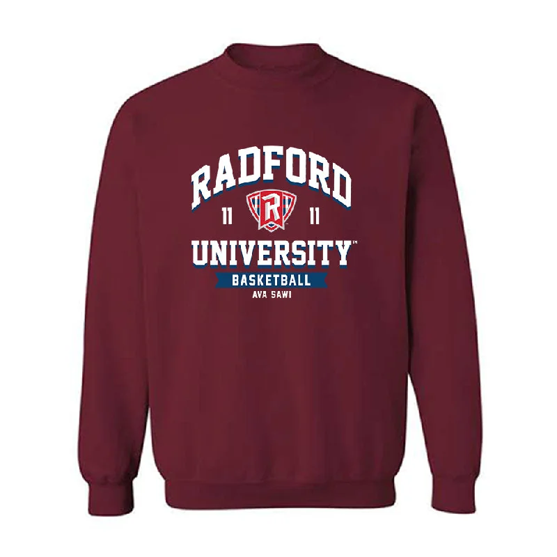 Radford - NCAA Women's Basketball : Ava Sawi - Classic Fashion Shersey Crewneck Sweatshirt Hoodie with Hem Frayed Vintage Worn