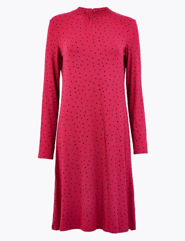 Polka Dot Jersey Swing Dress Tunics Designer luxury