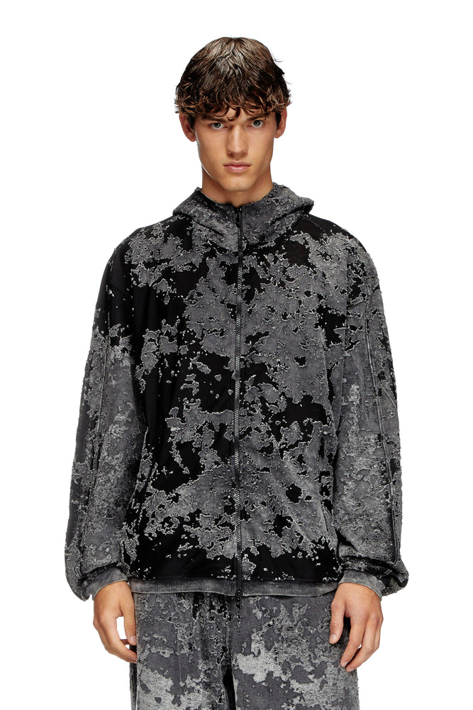 Burnout Hoodie With Camo Effect Hoodie with Oversized Fit Loose Comfortable