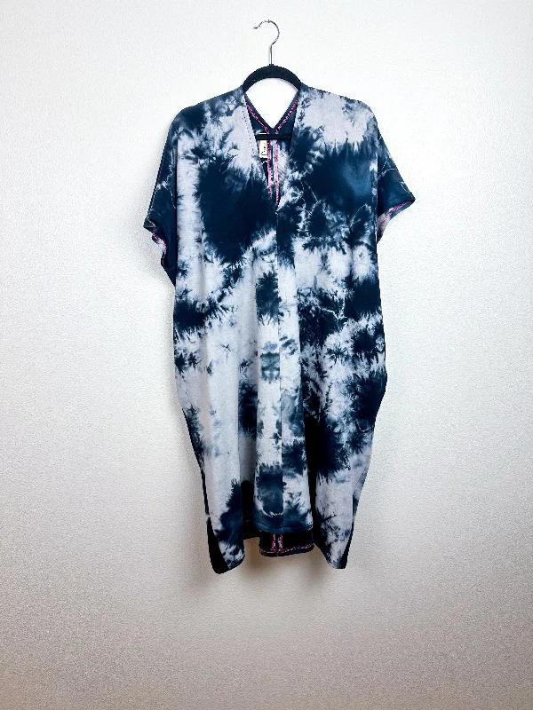 Oversized Hand-Dyed Sweatshirt Smock Dress Black Tie Hoodie with Drop Shoulder Relaxed Streetwear