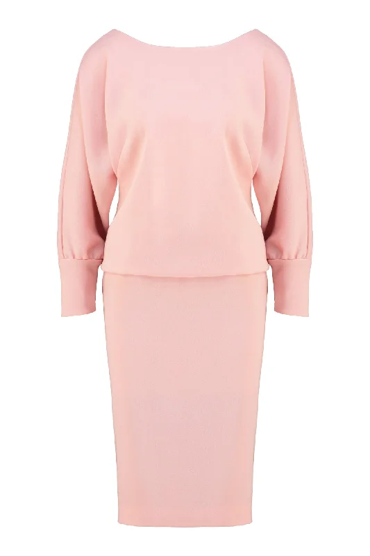 KAEMPFERIA ELEGANT WOOL CREPE PINK DRESS Tunics Sophisticated sleek