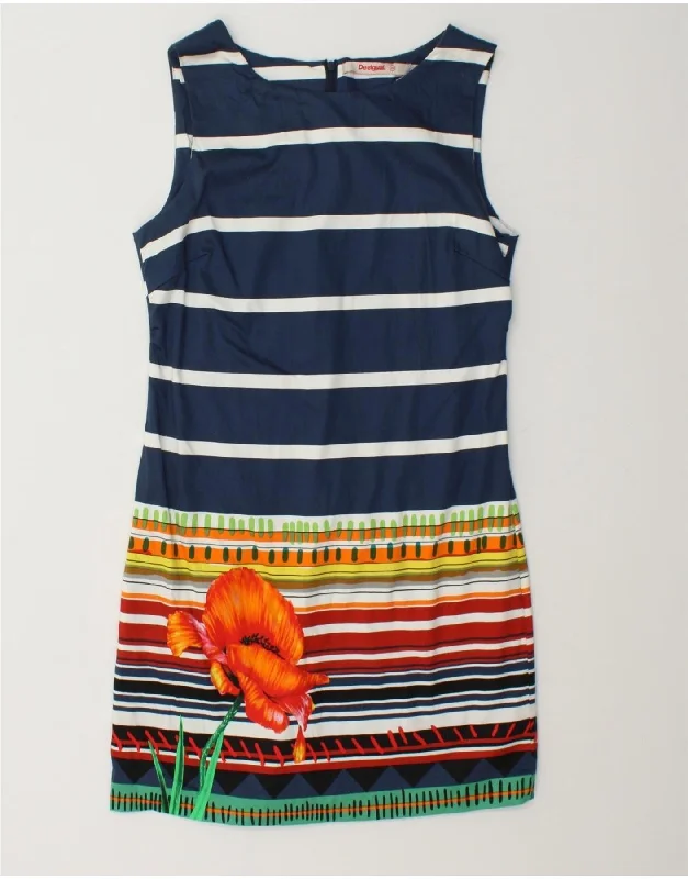 DESIGUAL Womens Sleeveless Sheath Dress EU 38 Medium Navy Blue Floral Tunics Sophisticated sleek