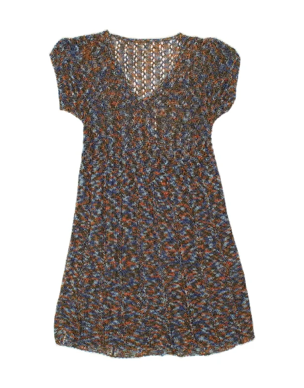 VINTAGE Womens Jumper Dress UK 10 Small Blue Flecked Tunics Versatile stylish