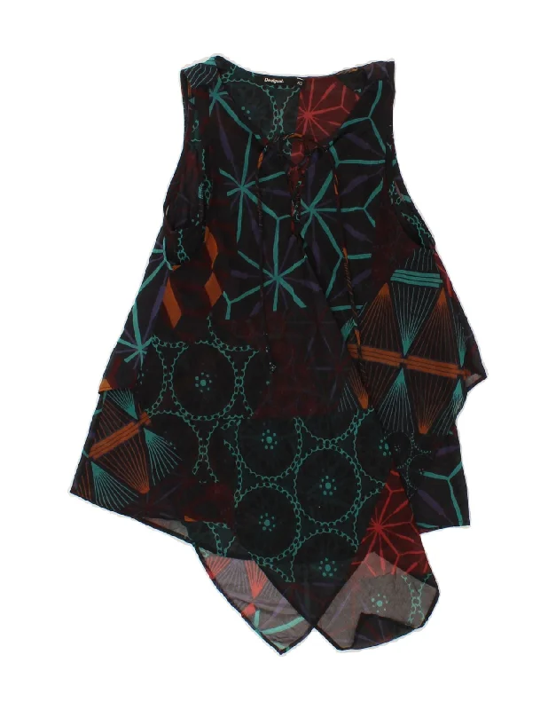 DESIGUAL Womens Abstract Pattern Asymmetrical Dress UK 6 XS Multicoloured Tunics Distressed trendy