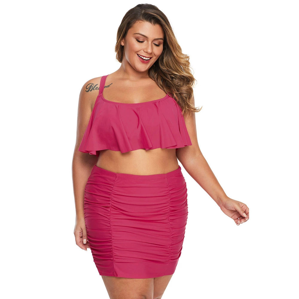 Fast Fashion Plus 2-Piece Size Swimsuit Elegant Halter Bikini