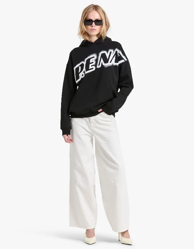 Tiebreak Hoodie - Black Hoodie with High-Low Hem Asymmetrical Trendy