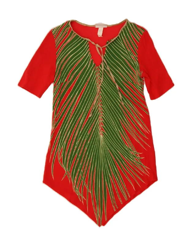 ANNA CLUB Womens Tunic Dress IT 46 Large Red Striped Cotton Tunics Cozy comfortable
