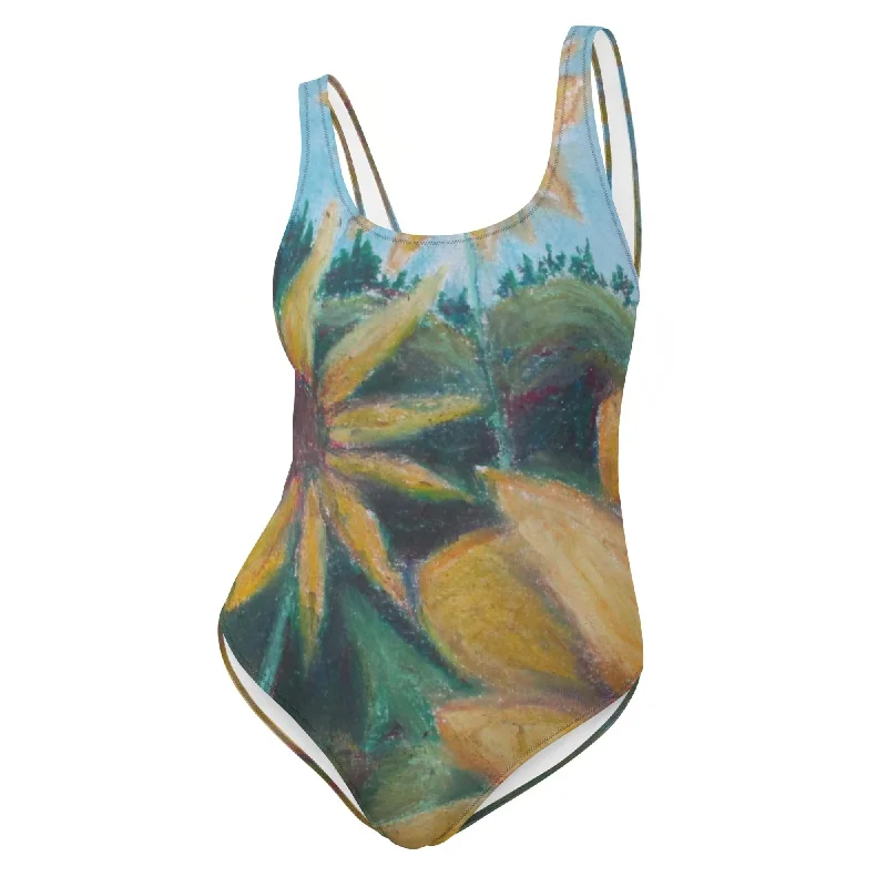 Sunny Flower ~ One-Piece Swimsuit Chic Swimsuit Cover-Up