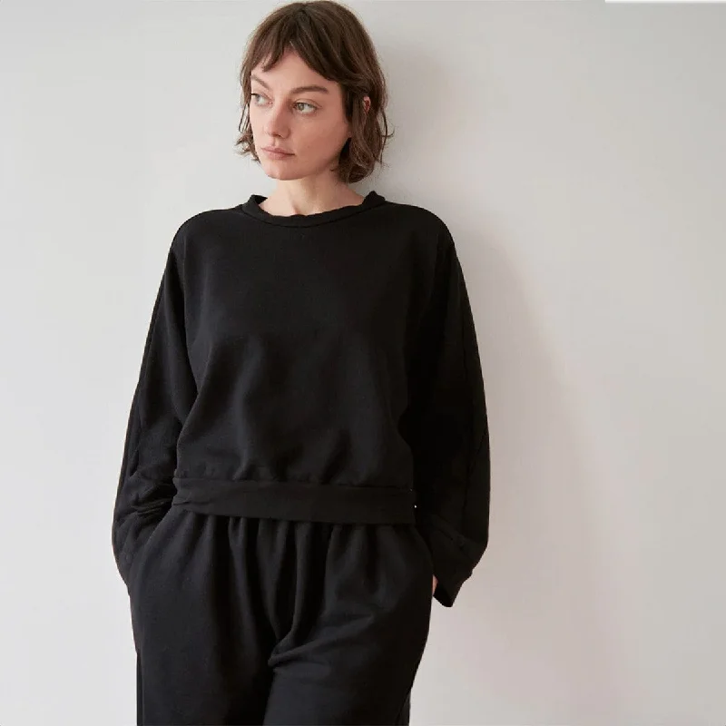 Easy Summer Sweatshirt - Black Hoodie with Toggle Buttons Decorative Unique