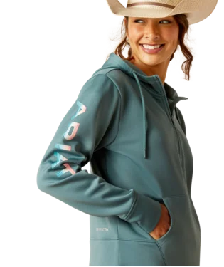 ARIAT TEK WOMENS 1/2 ZIP HOODIE Hoodie with Hidden Zipper Minimalist Clean