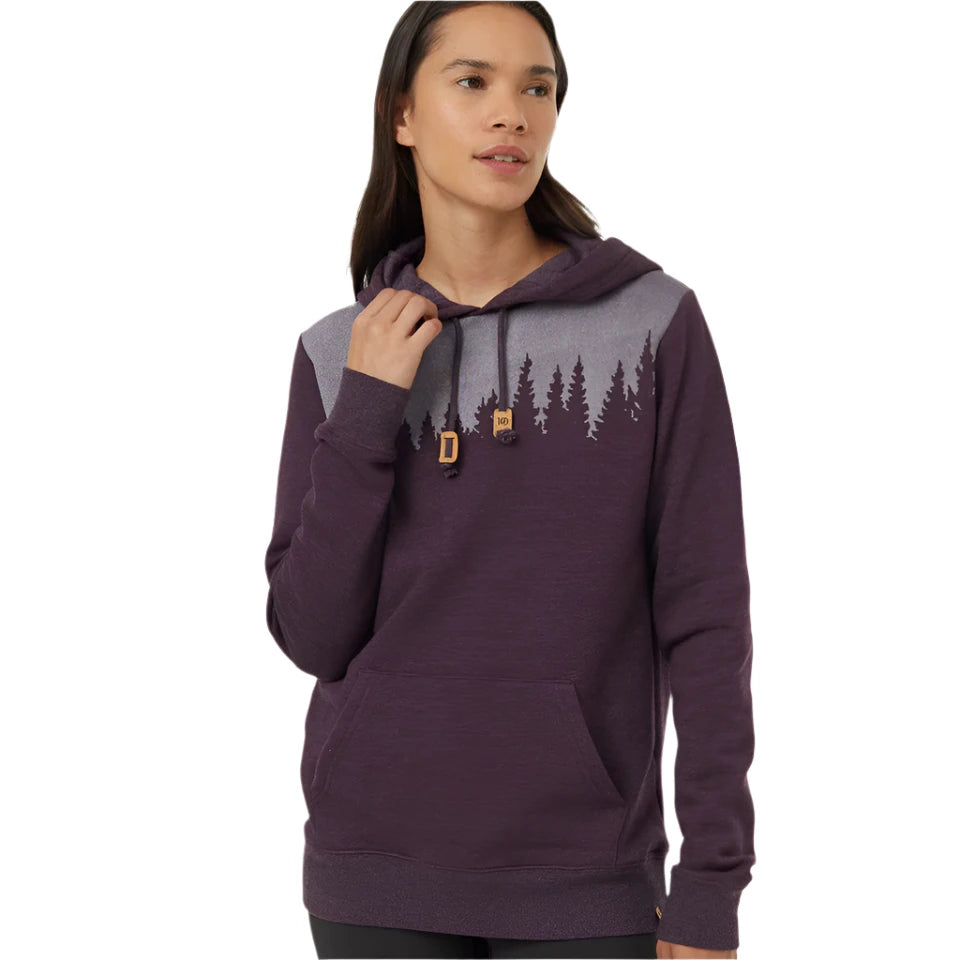 W Juniper Hoodie (Midnight Plum Heather/White) Hoodie with Distressed Vintage Worn